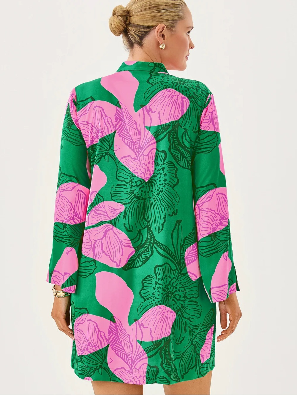 EUC Lilly Pulitzer Irella Caftan Dress Kitts Green Oversized Sunset Shadows - Picture 4 of 6